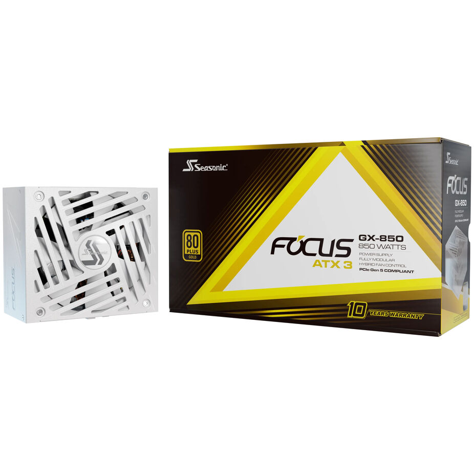 Seasonic Focus GX 80 PLUS gold power supply, modular, PCIe 5.1 - 850 Watt, white