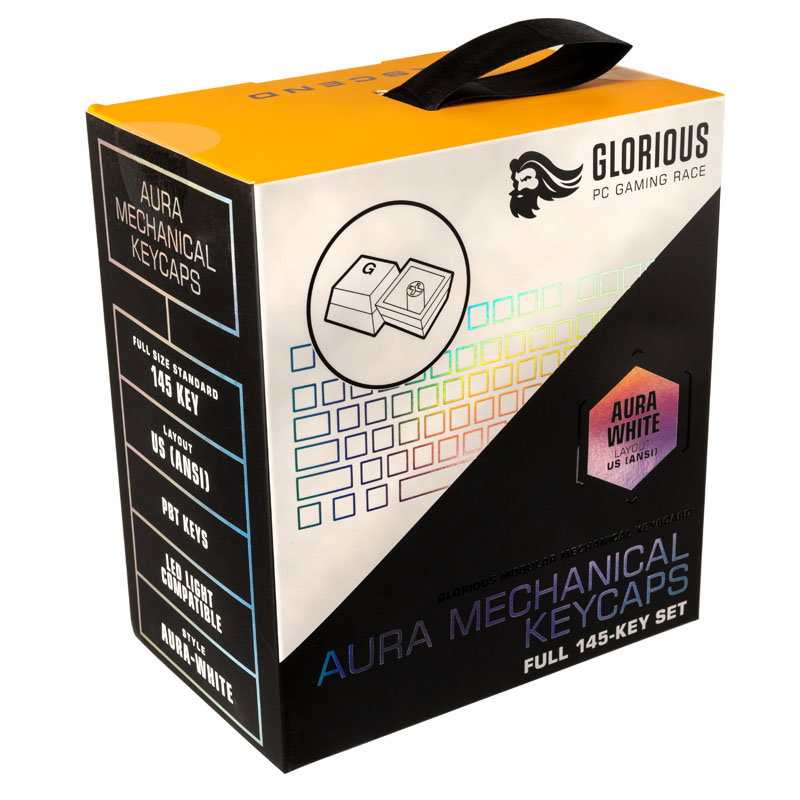 Glorious Aura Keycaps - 145 Keycaps, US-Layout, white
