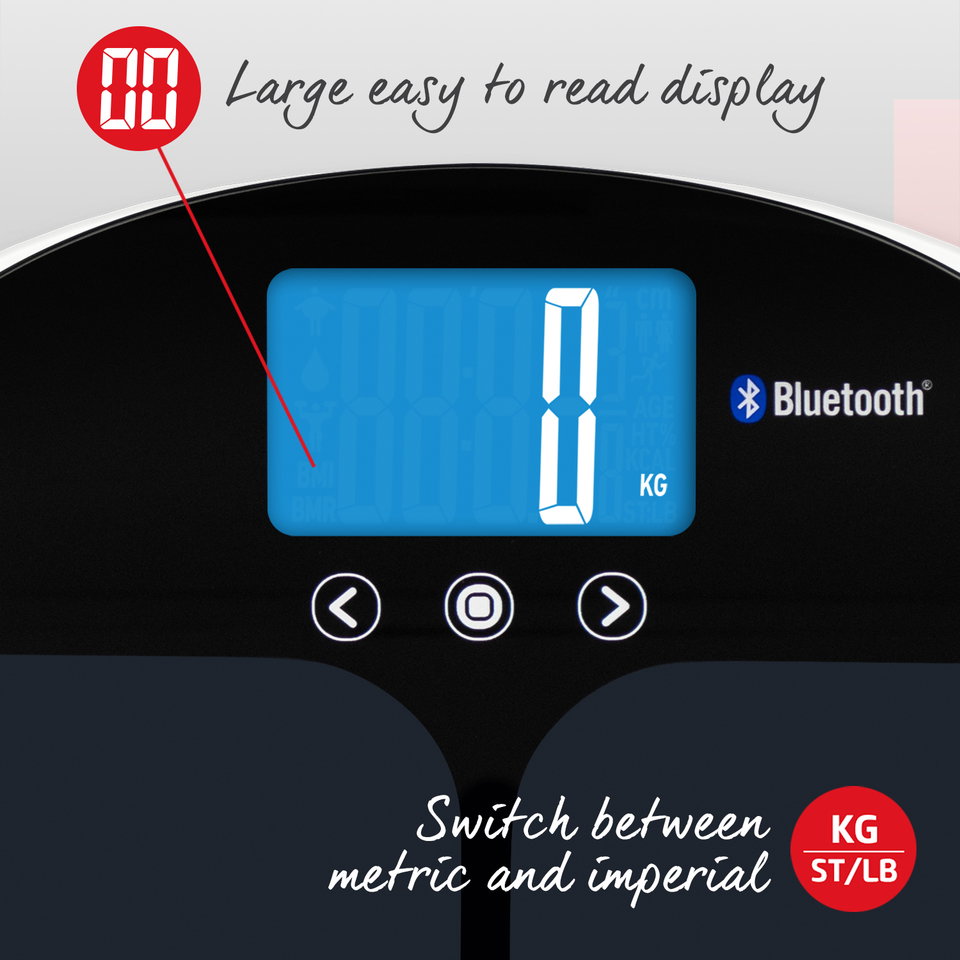 Salter 9192 BK3R Curve Bluetooth Smart Analyser Bathroom Scale black