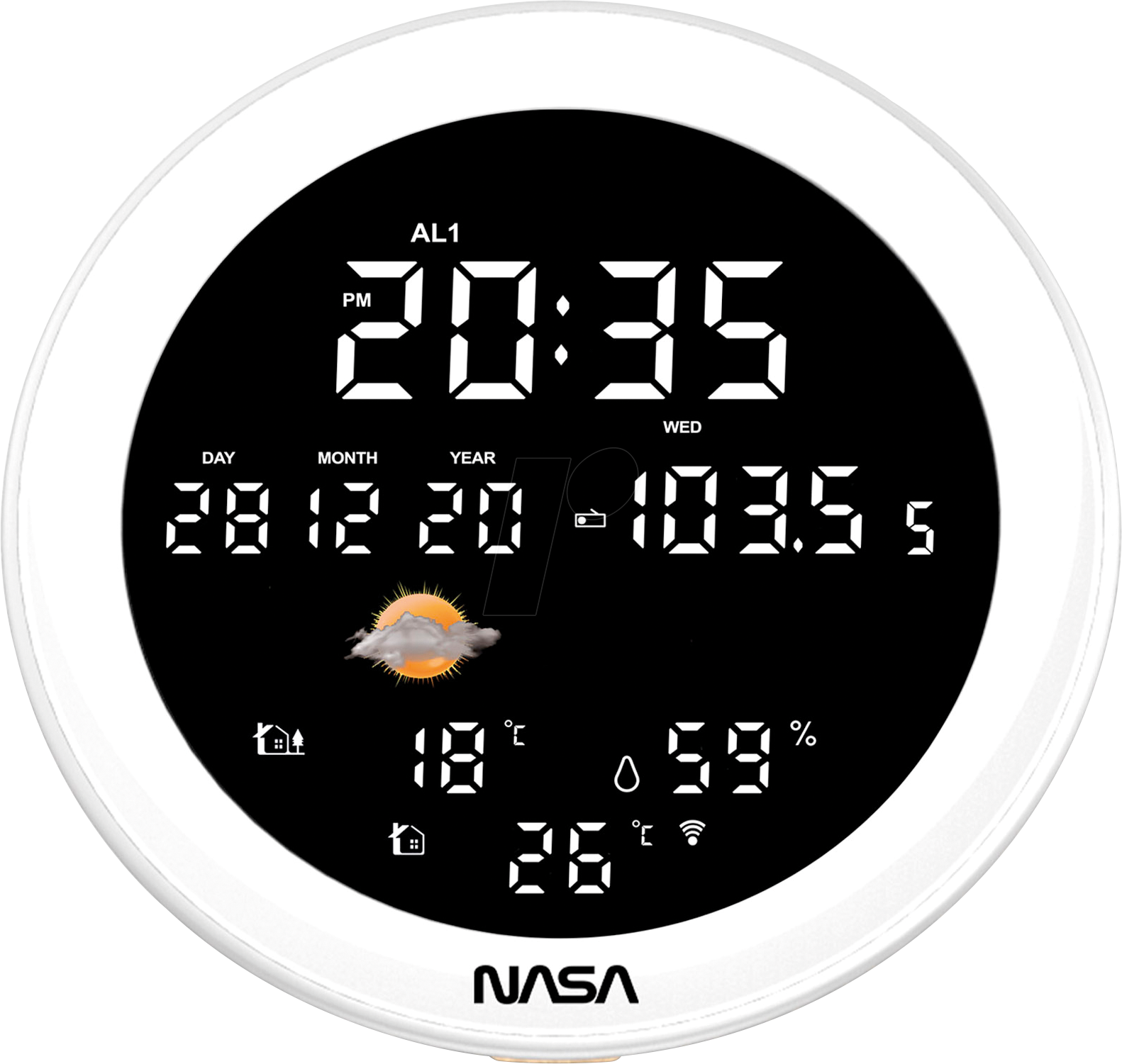 Nasa WSP1700 wood Weather Station/Speaker BT Ship