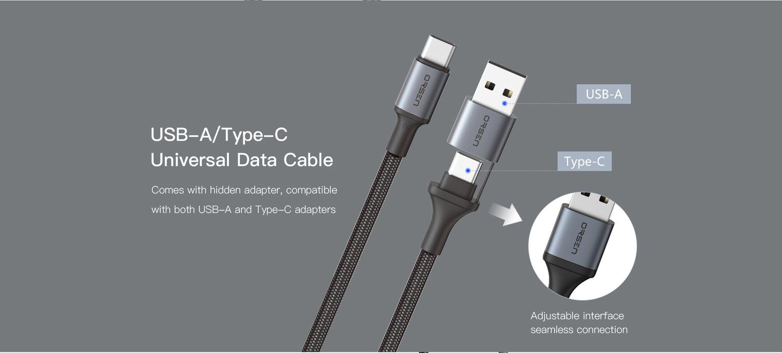 Orsen S8 2-IN-1 USB and Type-C 5A 1.5m black