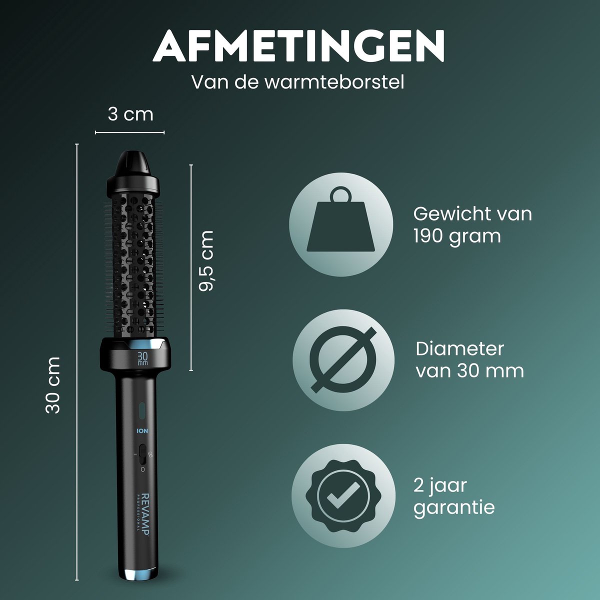 Revamp BR-1300A-EU Ceramic & Ionic 30mm Hot Brush Black