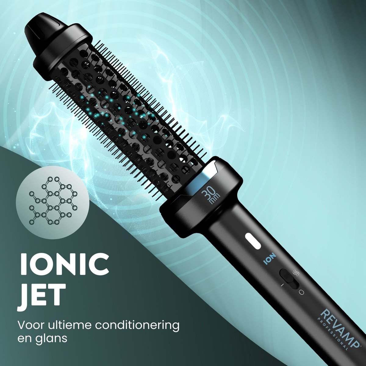 Revamp BR-1300A-EU Ceramic & Ionic 30mm Hot Brush Black