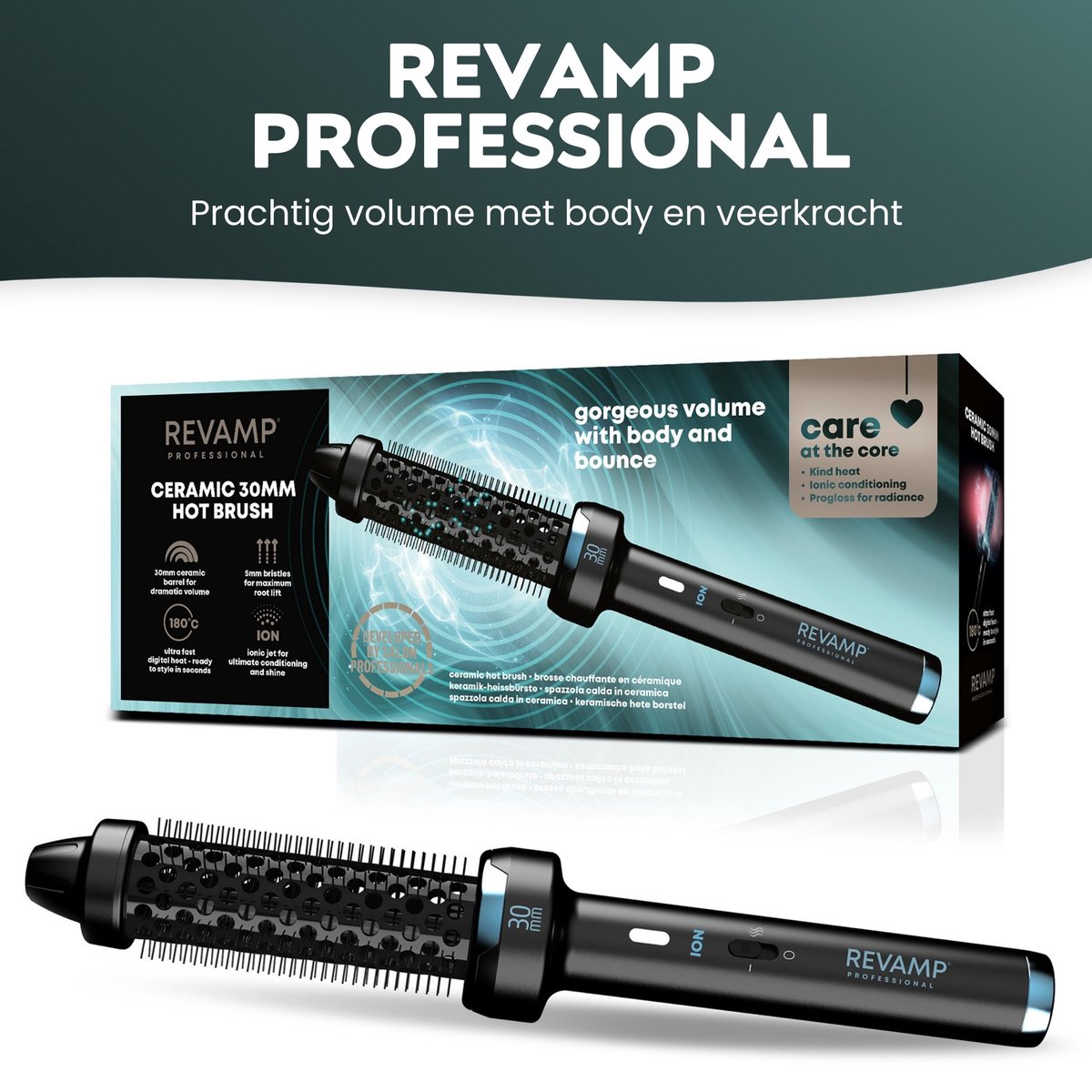 Revamp BR-1300A-EU Ceramic & Ionic 30mm Hot Brush Black