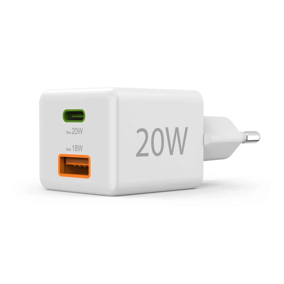 Hama 00201991 Fast Charger 1x USB-C 1x USB-A, Mini Charger, PD, 20W, White