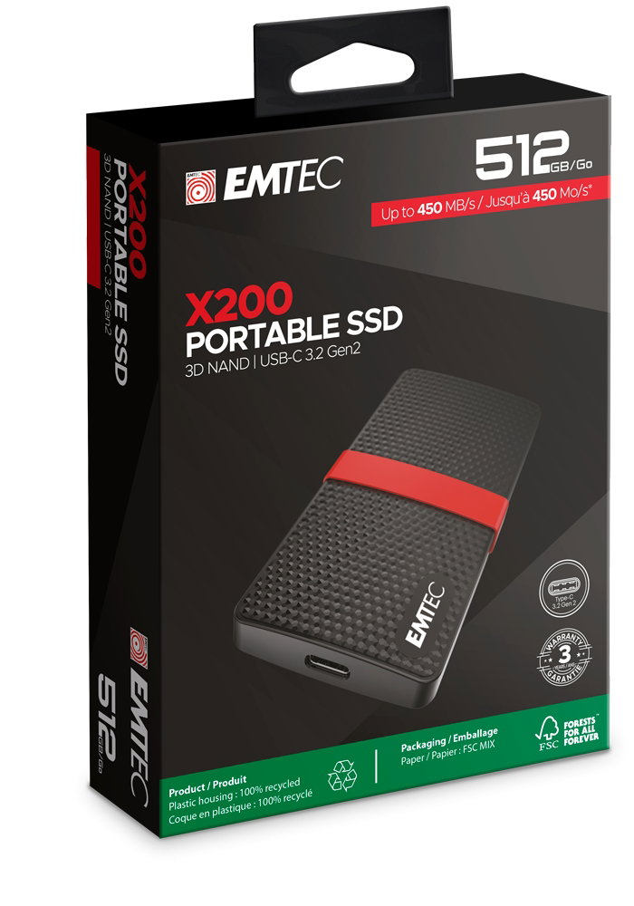 Emtec SSD 3.1 X200 512GB Power Plus Portable