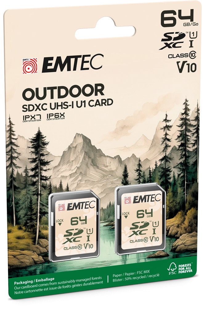 Emtec SDXC 64GB UHS-I U1 V10 Outdoor 2 pcs