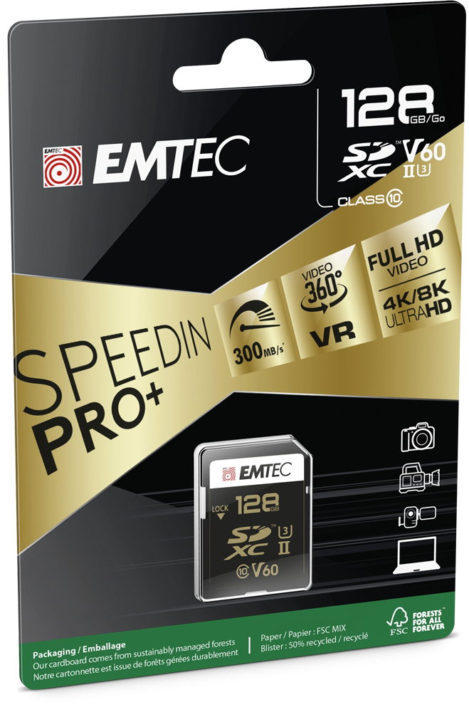 Emtec SDXC 128GB UHS-II V60 SpeedIN Pro+
