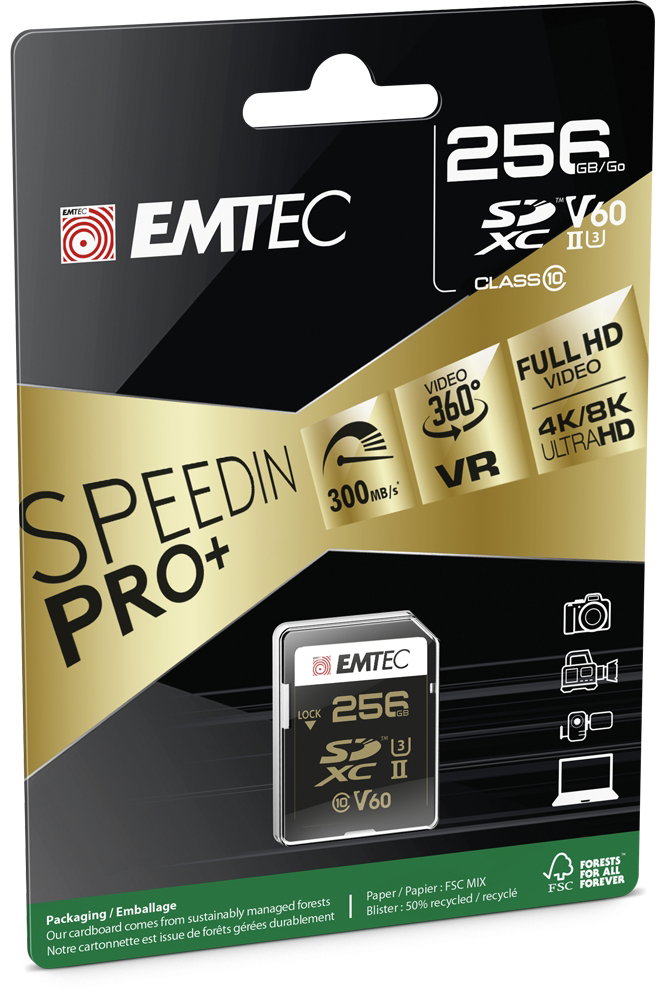Emtec SDXC 256GB UHS-II V60 SpeedIN Pro+