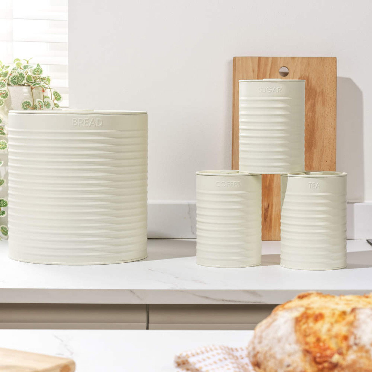 Russell Hobbs RH03270CEU7 Ribbed 4-Piece Countertop Set - Cream