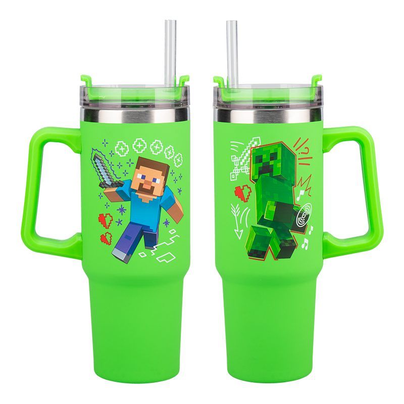 Paladone Minecraft Green 900ml Insulated Cup and Straw