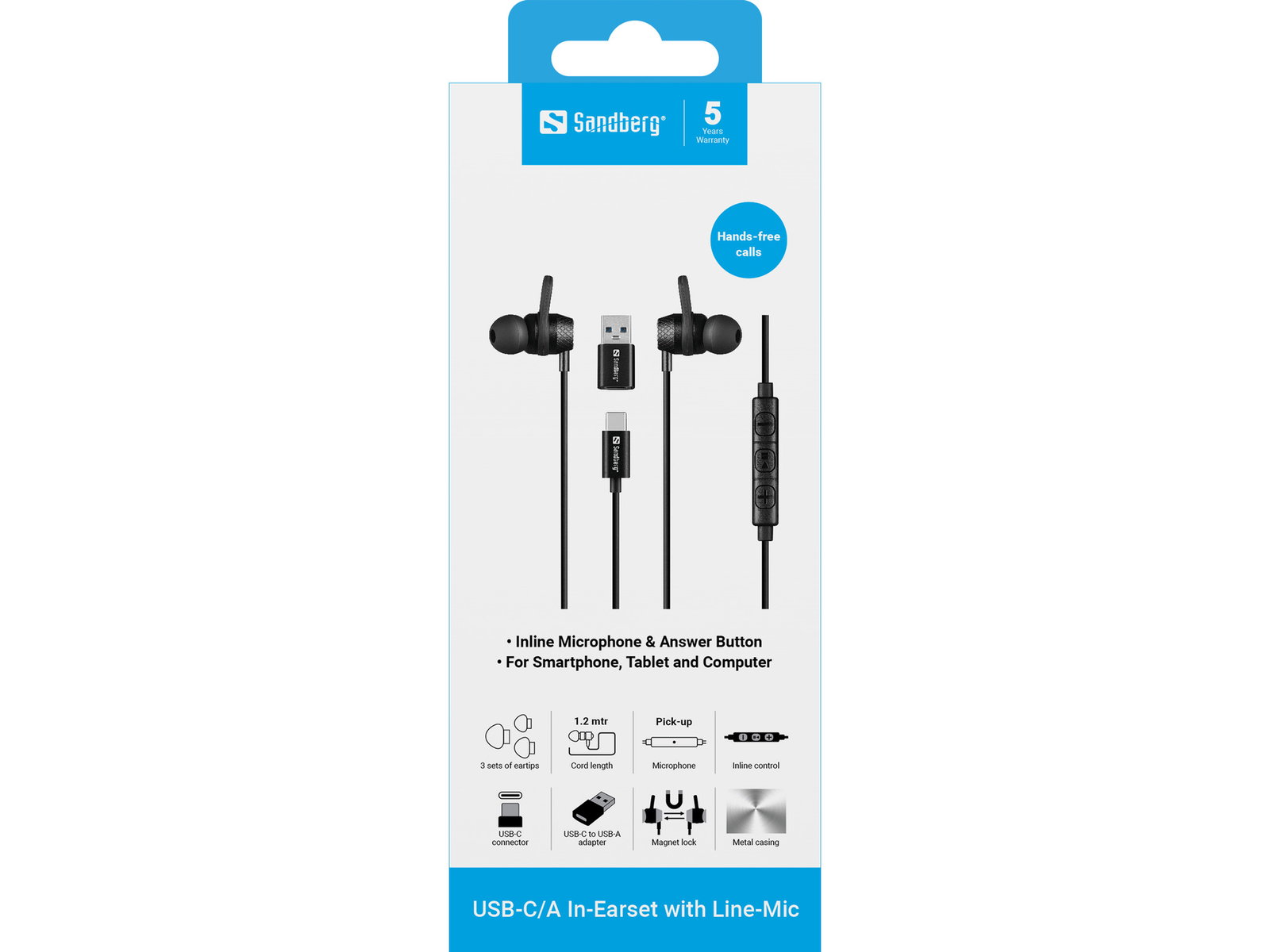 Sandberg 126-50 USB-C/A In-Earset with LineMic