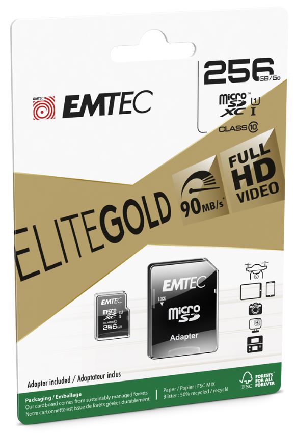 Emtec MicroSDXC 256GB UHS-I U1 EliteGold