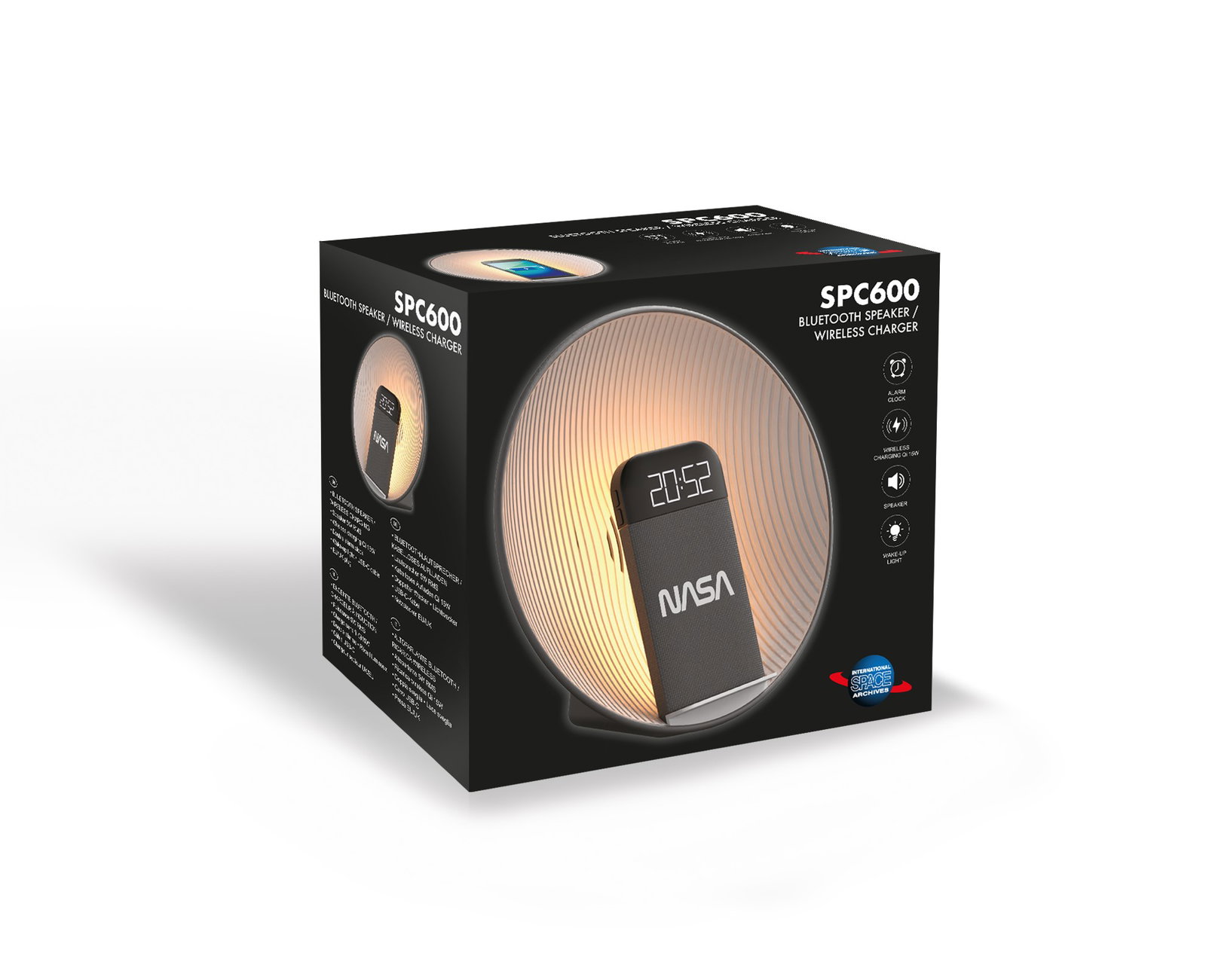 NASA SPC600 Bluetooth Speaker/ Alarm Clock/ Wireless Charger