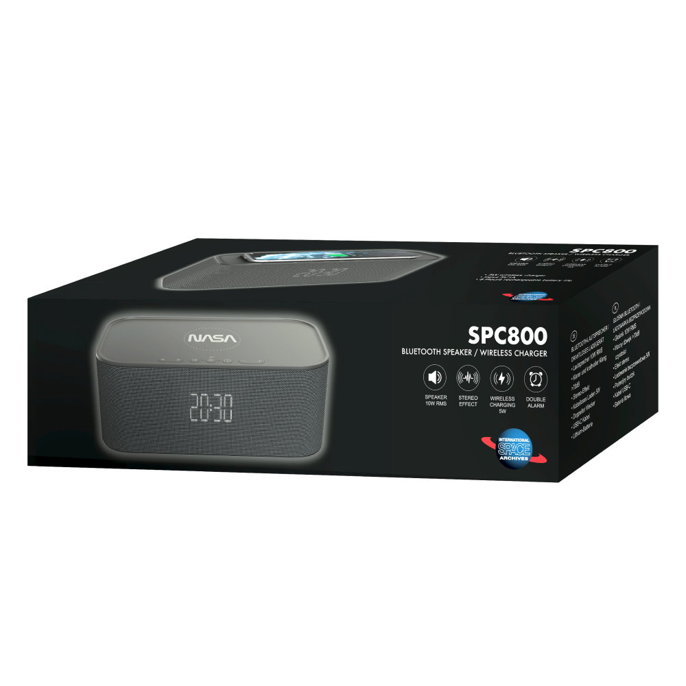 NASA SPC800 Bluetooth Speaker/ Alarm Clock/ Wireless Charger