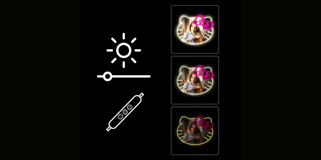 Manta MASNL129WH Style Neon Lights Cat With A Bow LED Neon Mirror