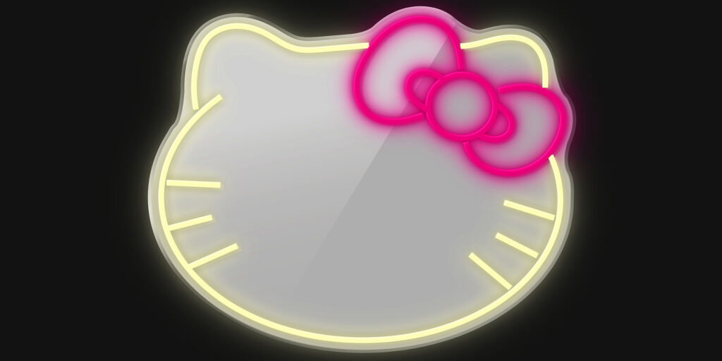 Manta MASNL129WH Style Neon Lights Cat With A Bow LED Neon Mirror