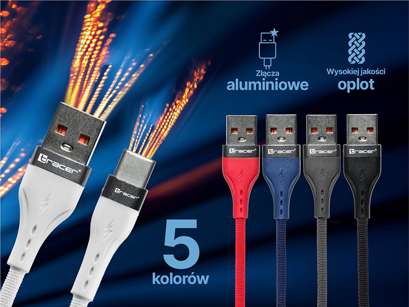 Tracer 47487 USB A - Type C M/M 1m Cable Grey