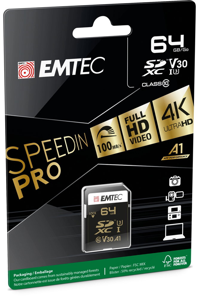 Emtec SDXC 64GB UHS-I U3 SpeedIN Pro