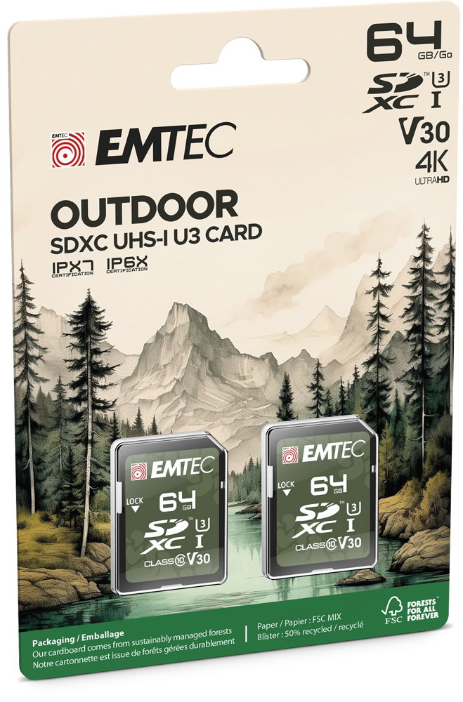 Emtec SDXC 64GB UHS-I U3 V30 Outdoor 2 pcs