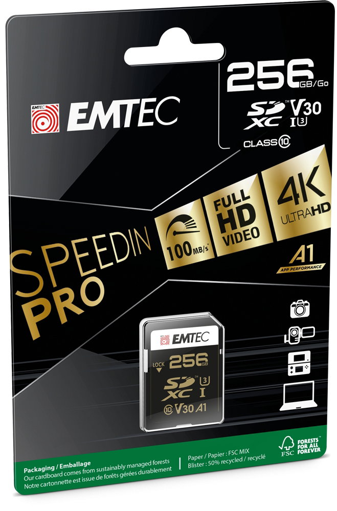 Emtec SDXC 256GB UHS-I U3 SpeedIN Pro
