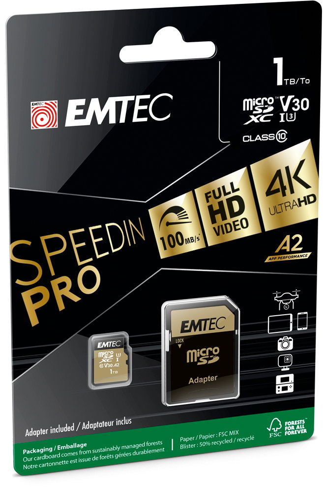 Emtec MicroSDXC 1TB UHS-I U3 V30 A2 SpeedIN Pro