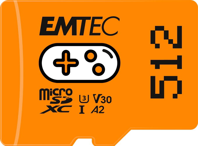 Emtec MicroSDXC 512GB UHSI U3 V30 A2 Gaming Orange