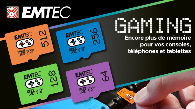 Emtec MicroSDXC 512GB UHSI U3 V30 A2 Gaming Orange