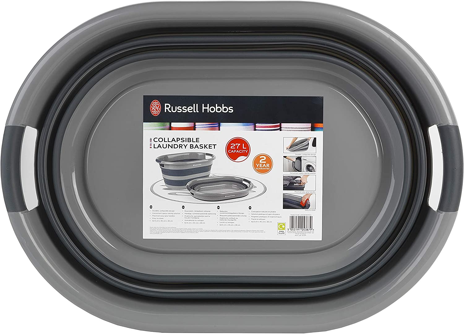 Russell Hobbs LA053879GRYF1EU7 Collapsible laundry basket 27L