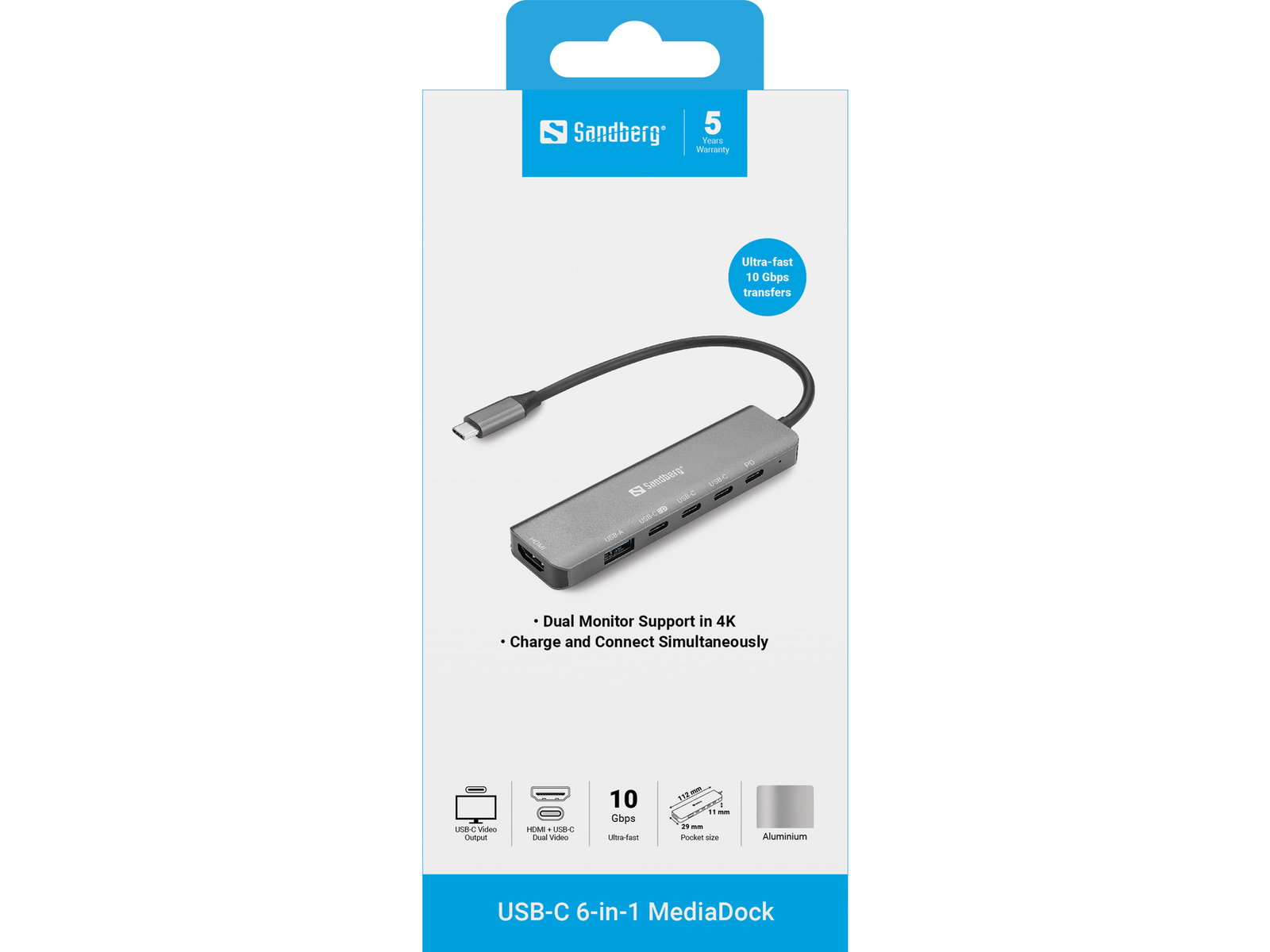 Sandberg 136-77 USB-C 6-in-1 MediaDock