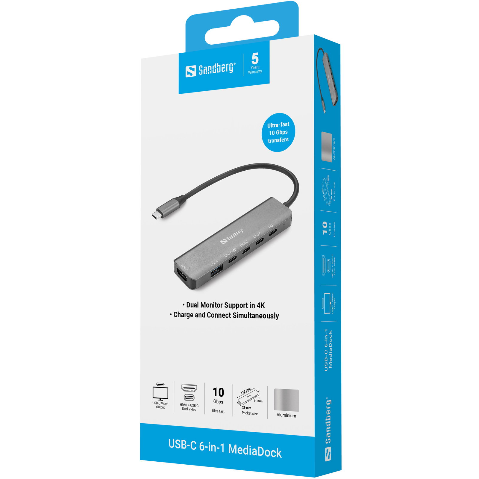 Sandberg 136-77 USB-C 6-in-1 MediaDock