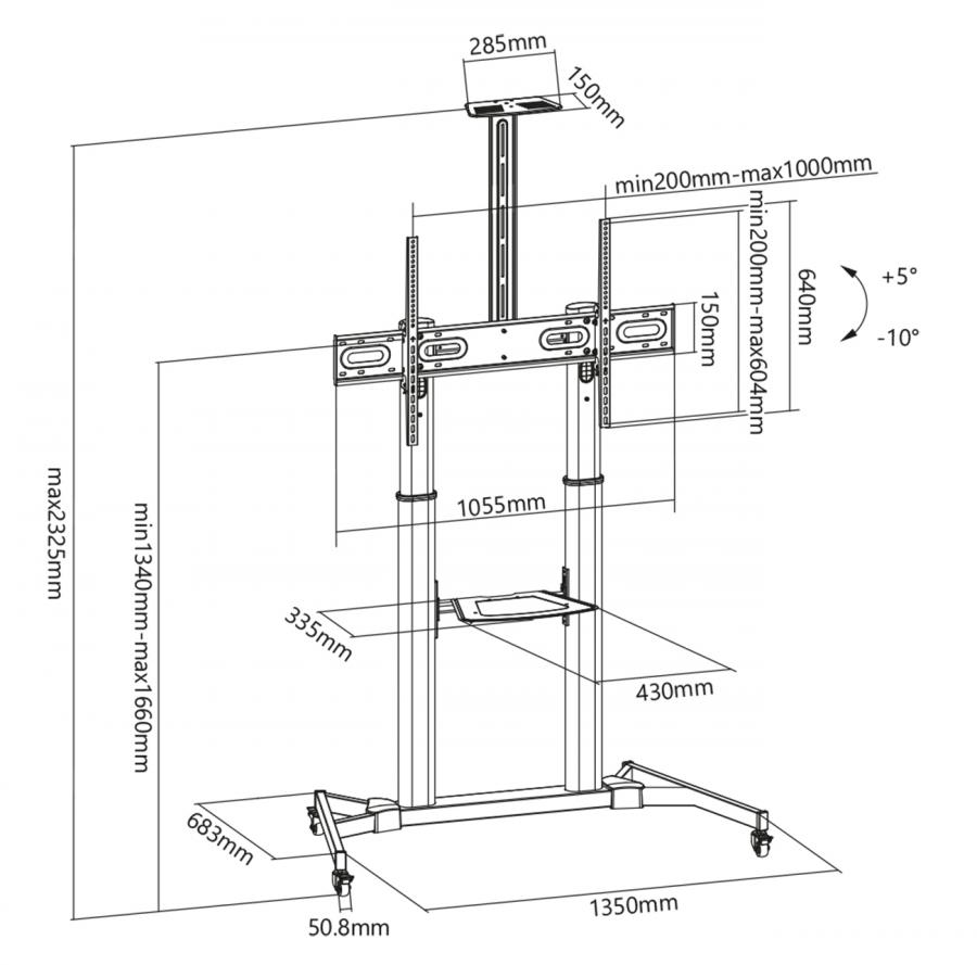 Sbox FS-3610 Floor Ultra-Large LED TV Stand 60-100 100kg