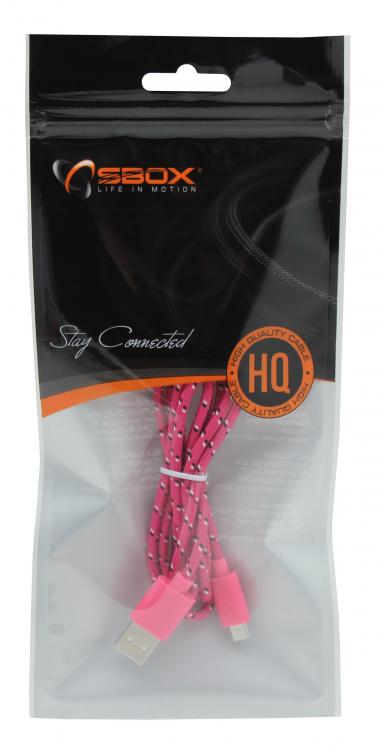 Sbox USB-1031P USB->Micro USB 1M pink