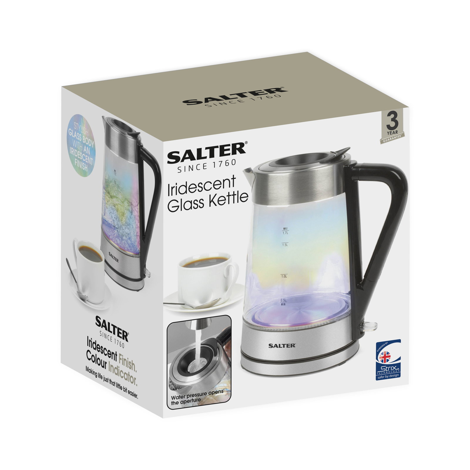 Salter EK5078IRFVDE Iridescent Glass Kettle