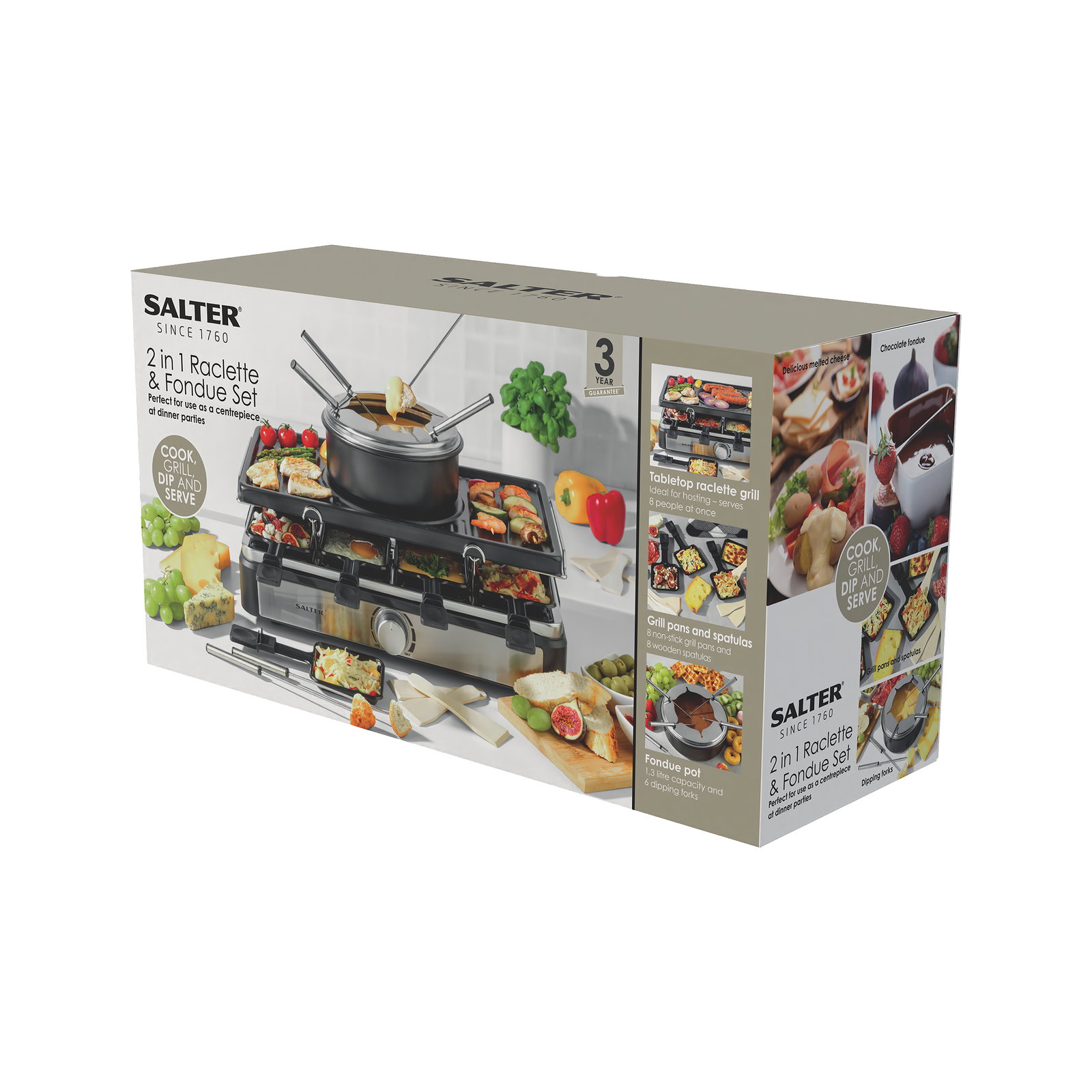 Salter EK4513VDE 2 in 1 Raclette & Fondue Set