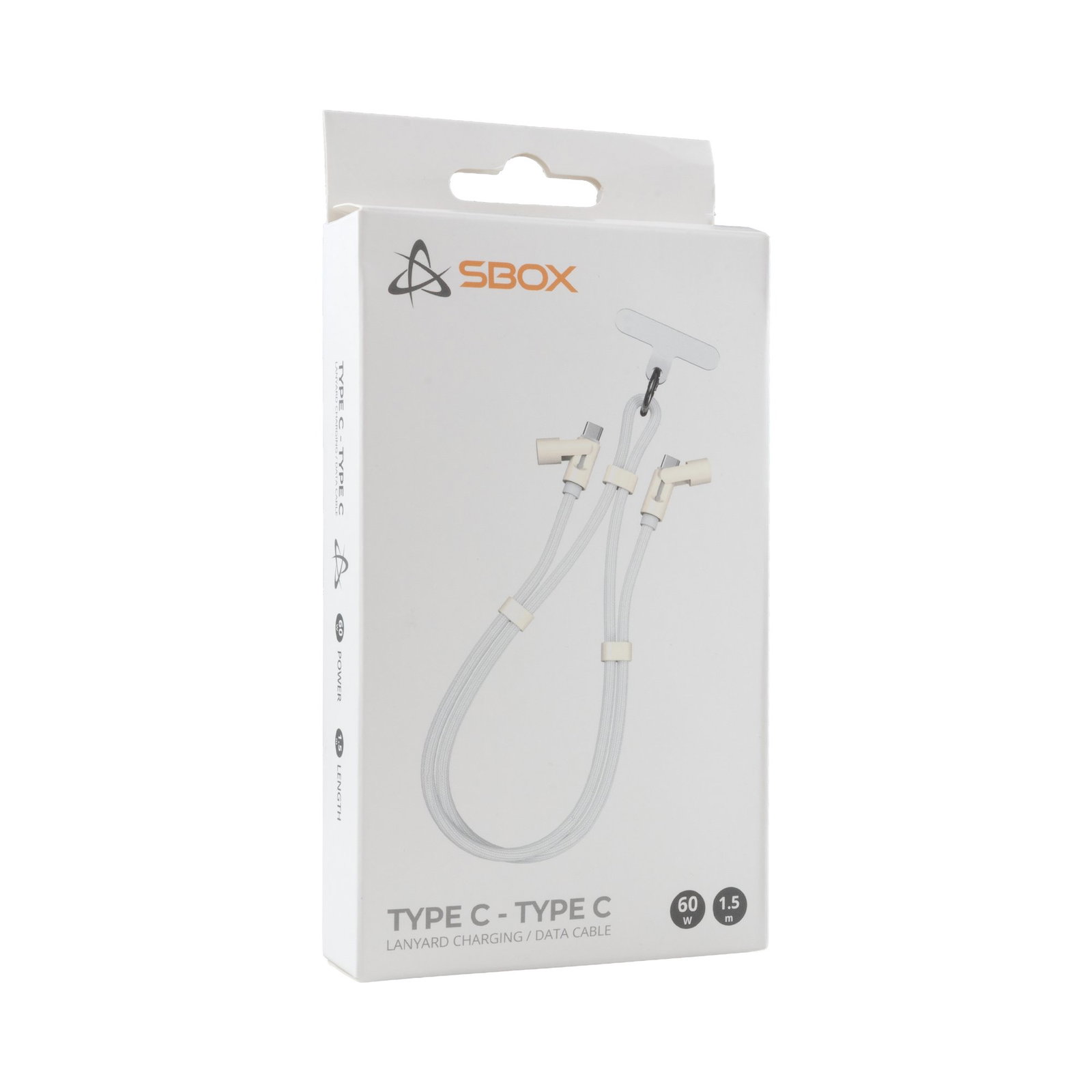 Sbox LANYARD WHITE Type-C -Type-C 1.5m White