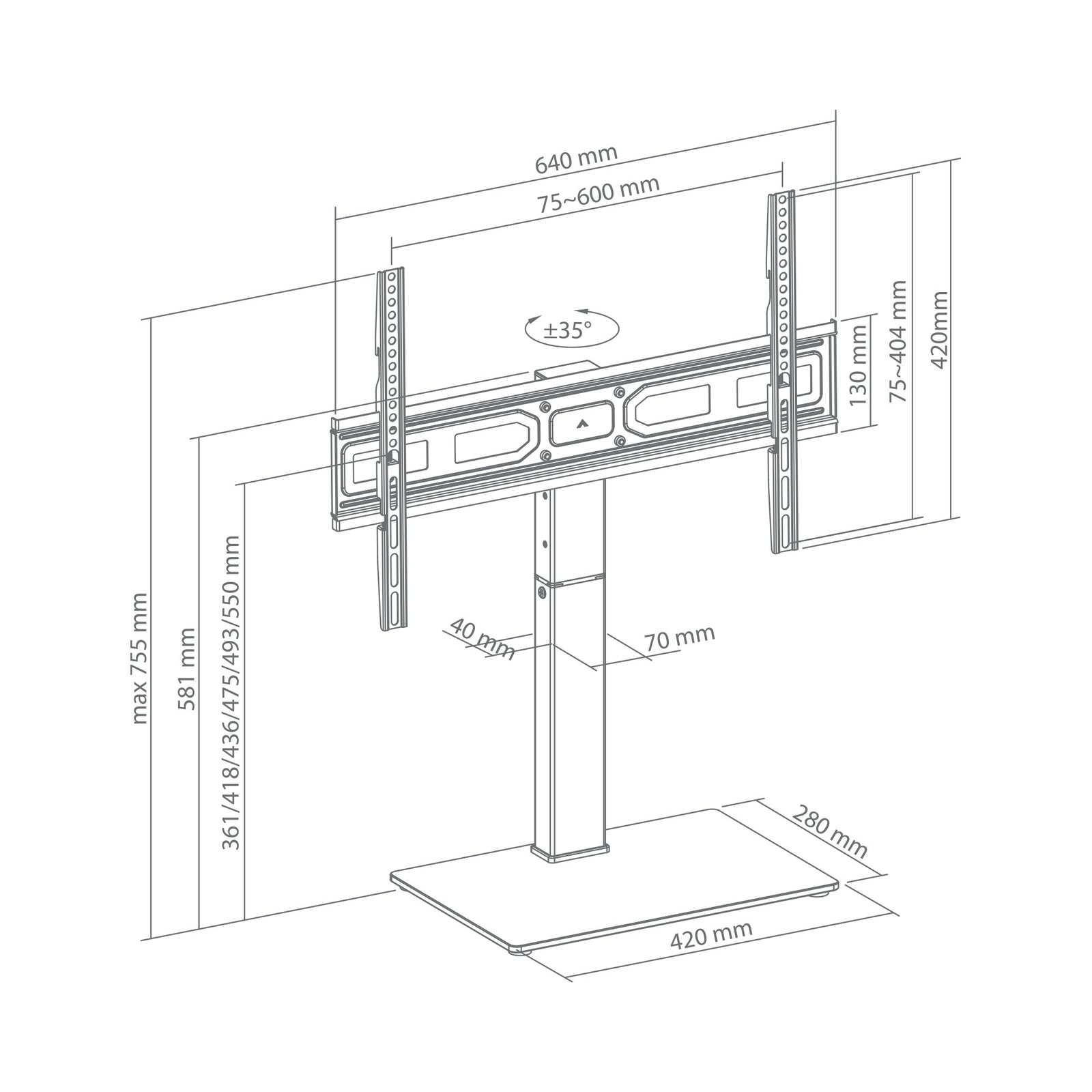 Sbox FS-306 LED TV Floor Mount (37-75/40kg/600x400)