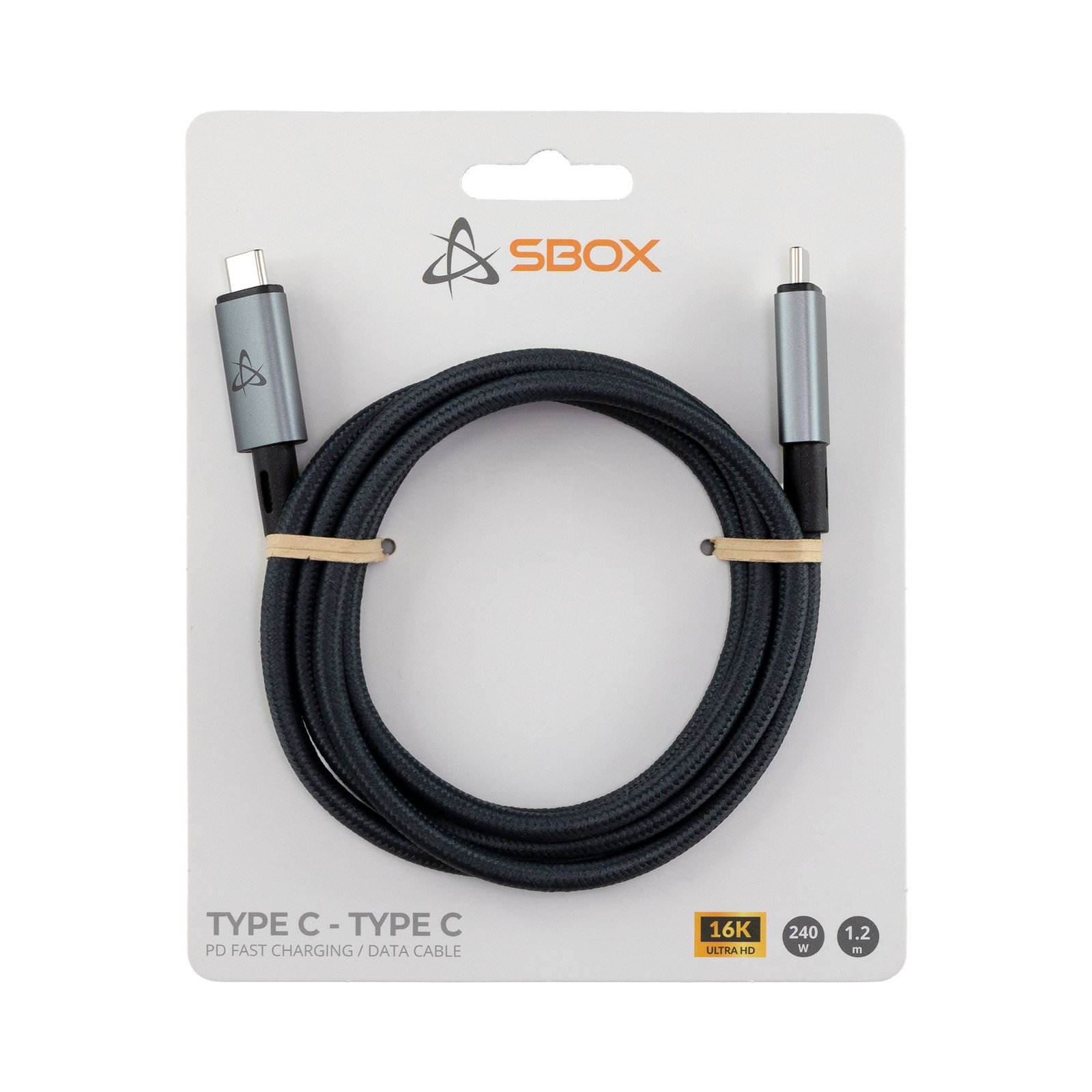 Sbox TYPE-C 240W 80 Gbps Type C - Type C M/M 1,2 m 16K/60Hz