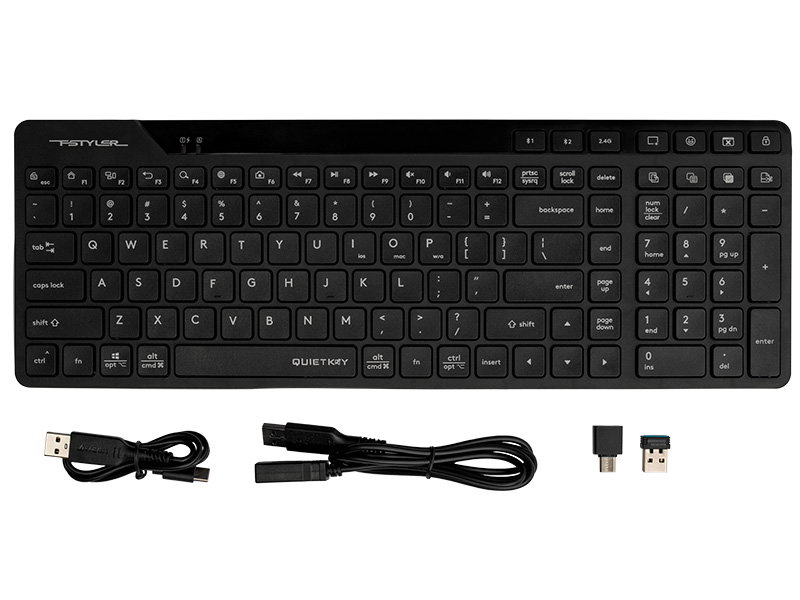 A4Tech 47726 Fstyler FBK27C AS 2.4 GHz+BT (Silent), Black