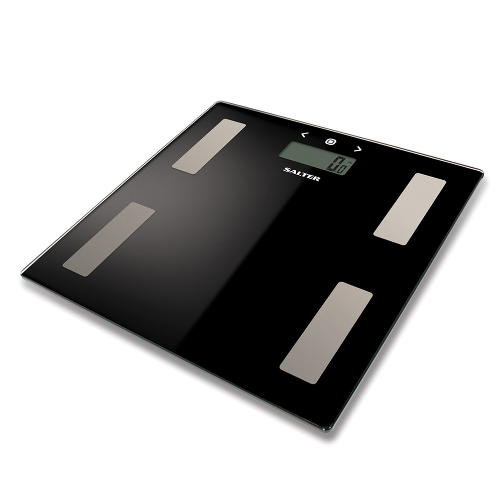 Salter 9150 BFEU12 Glass Analyser Bathroom Scales, Black
