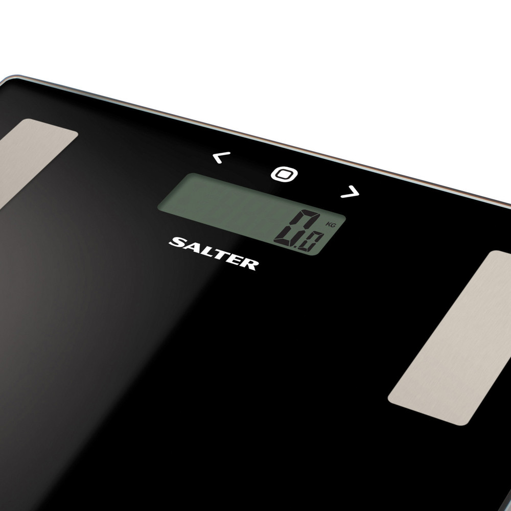 Salter 9150 BFEU12 Glass Analyser Bathroom Scales, Black