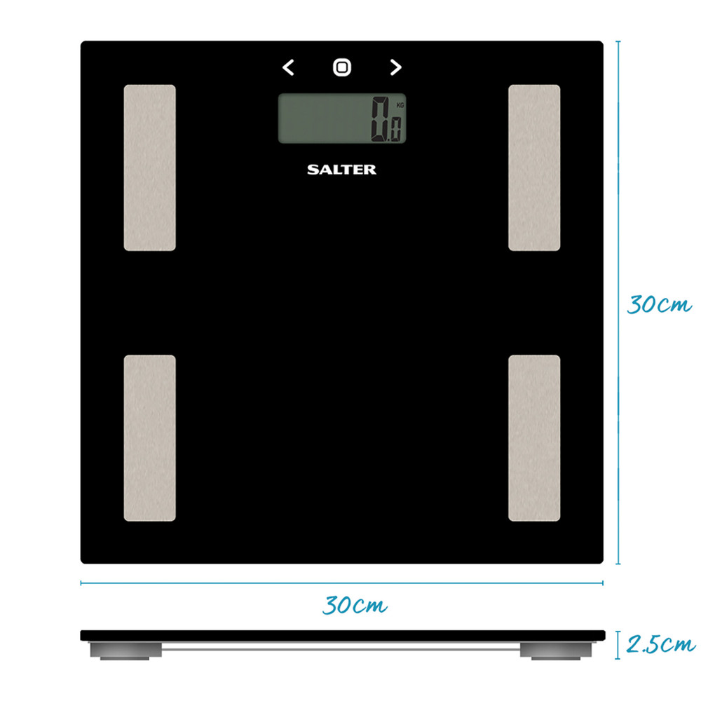 Salter 9150 BFEU12 Glass Analyser Bathroom Scales, Black