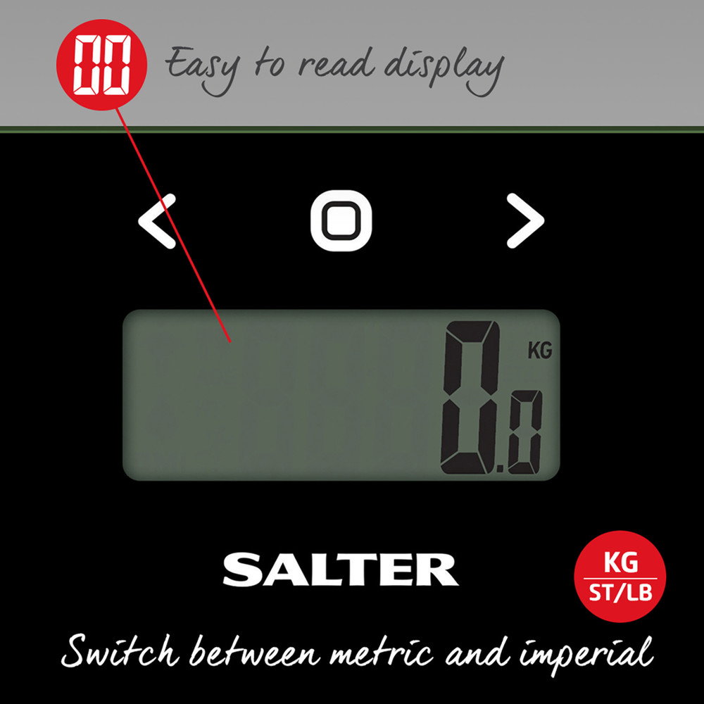 Salter 9150 BFEU12 Glass Analyser Bathroom Scales, Black