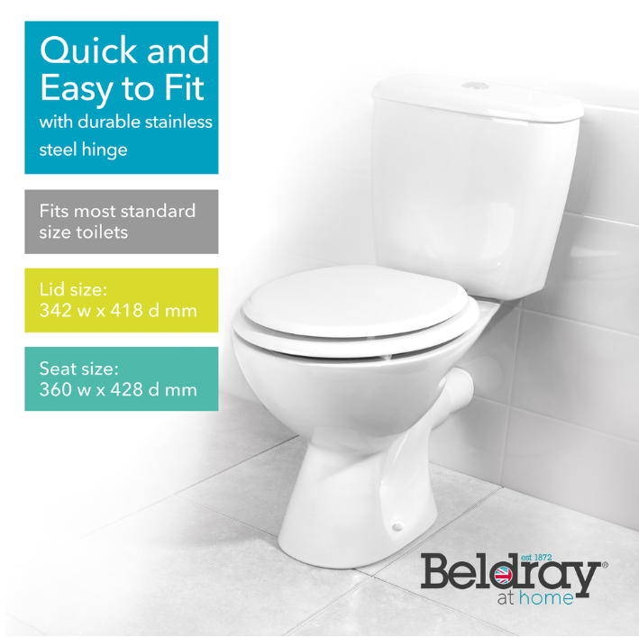 Beldray LA032355WFPEU7 Wooden Toilet Seat, White