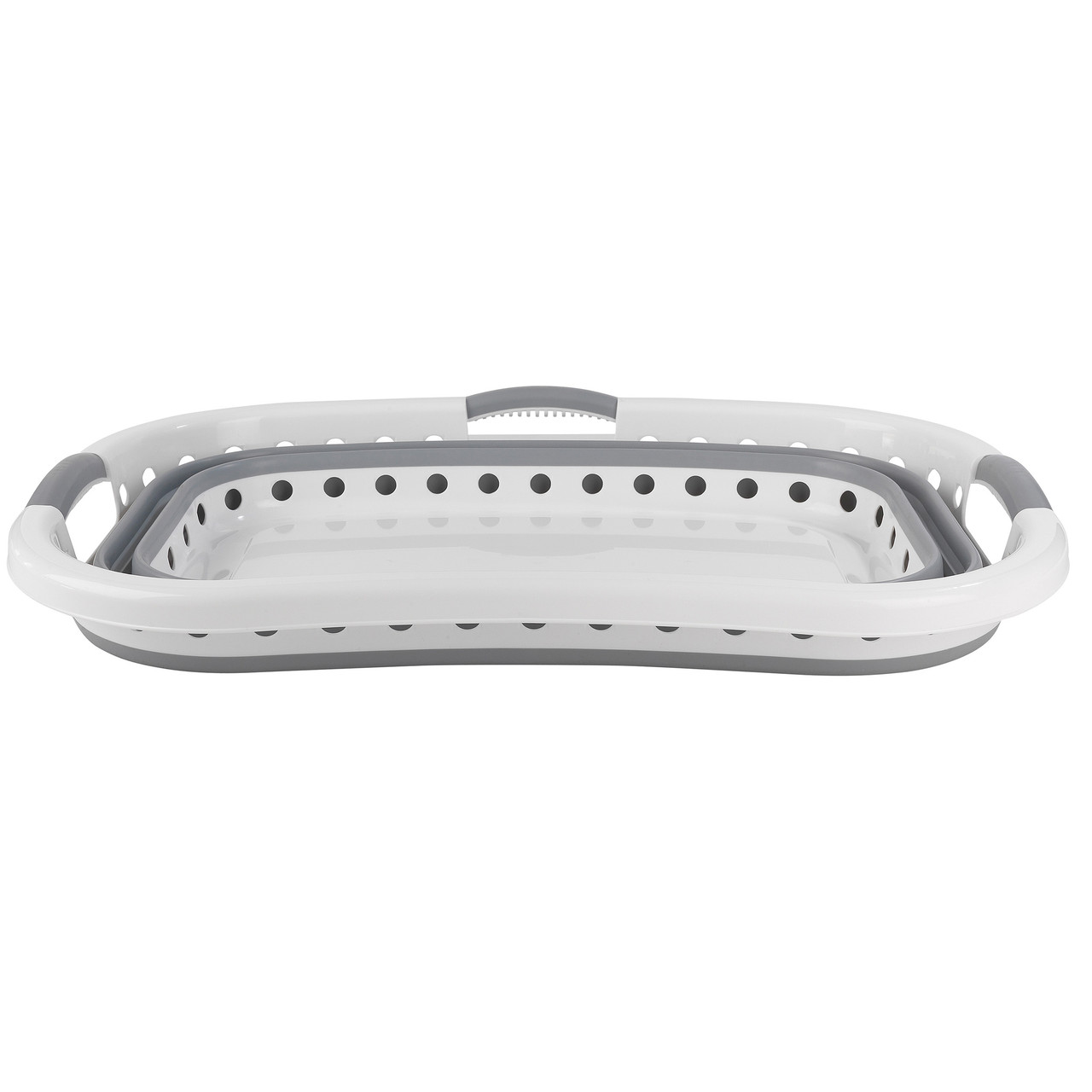Beldray LA072979PGRYFEU7 Collapsible Hip Hugger Laundry Basket 37L, White/Grey