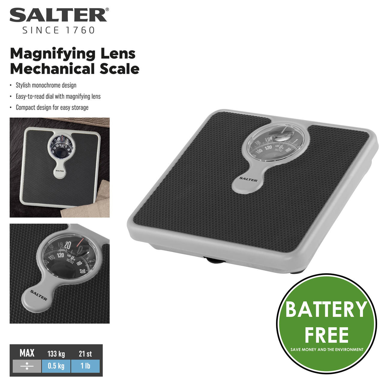 Salter 484 SFEU12 Magnifying Lens Bathroom Compact Mechanical Scale