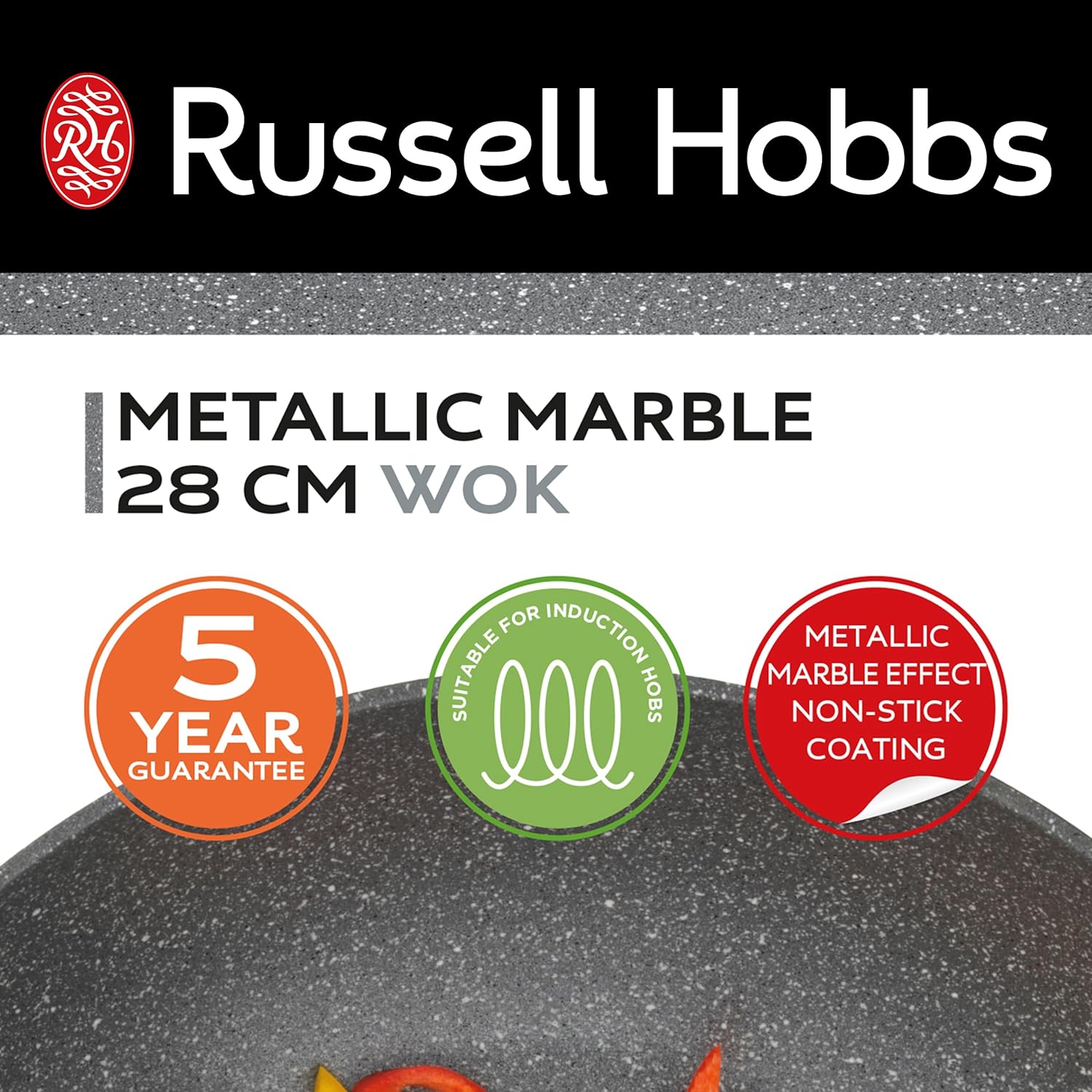 Russell Hobbs RH028121EU7 Metallic Marble 28cm Wok