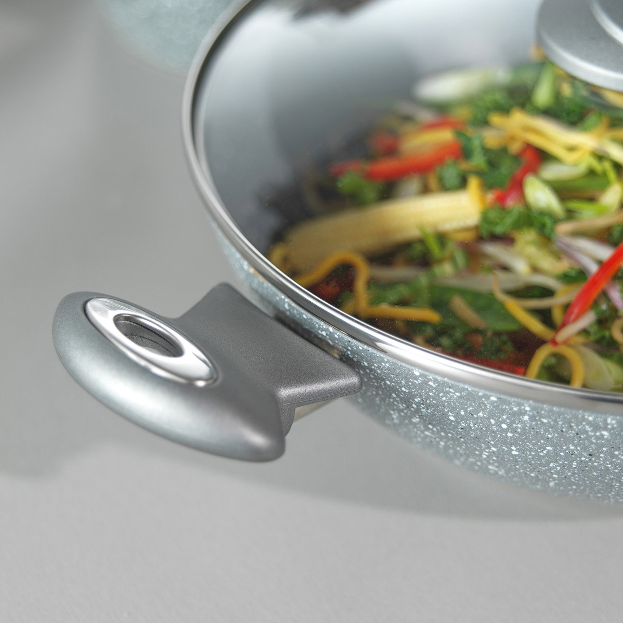 Salter BW02772G2MOR Marblestone Wok 28 cm, Grey
