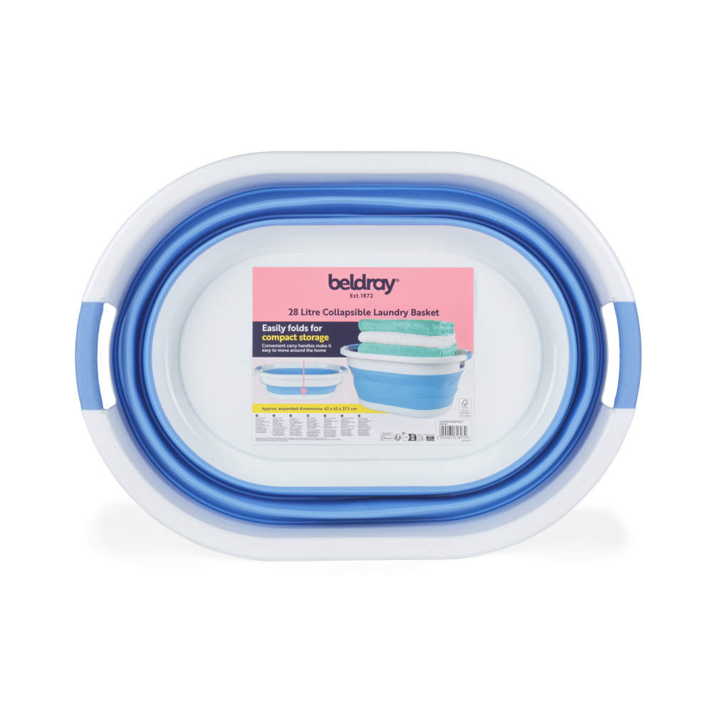 Beldray LA034816CRNFPEU7 Collapsible Laundry Basket 28L White/Blue