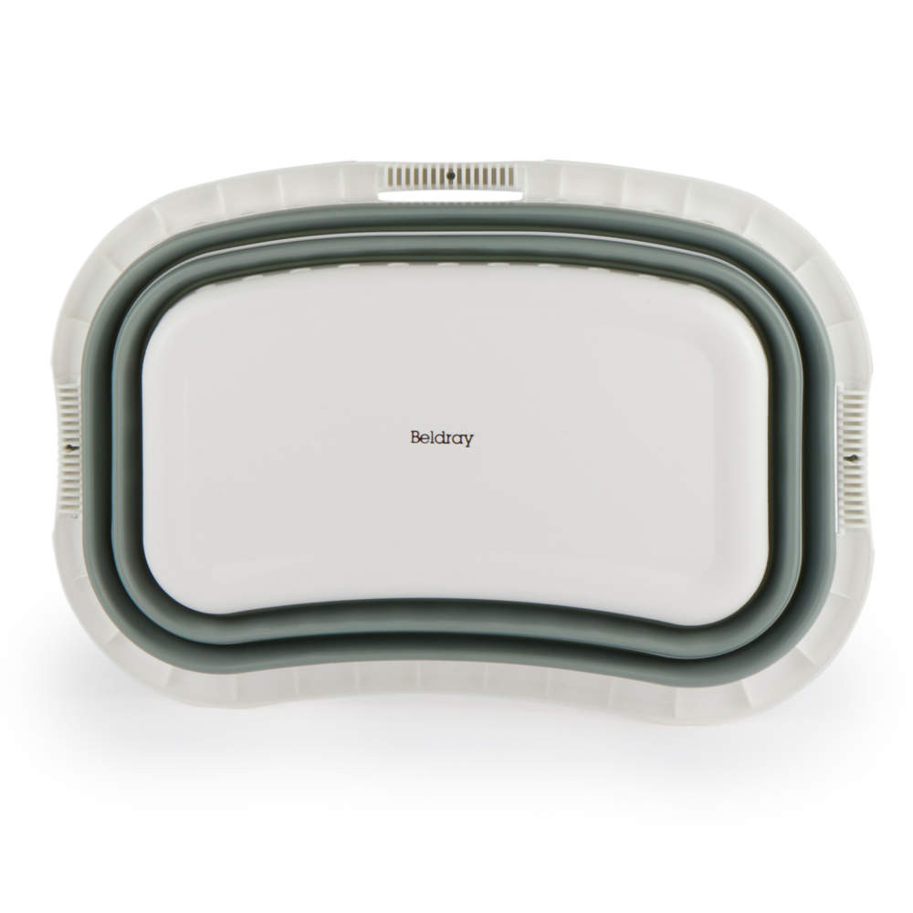 Beldray LA072979GRNFEU7 Collapsible Hip Hugger Laundry Basket 37 L, White/Grey